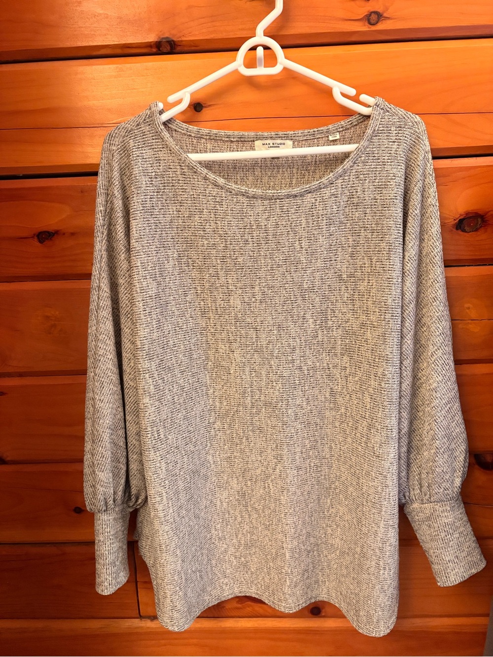 Max Studio Heathered Scoop Neck Pullover